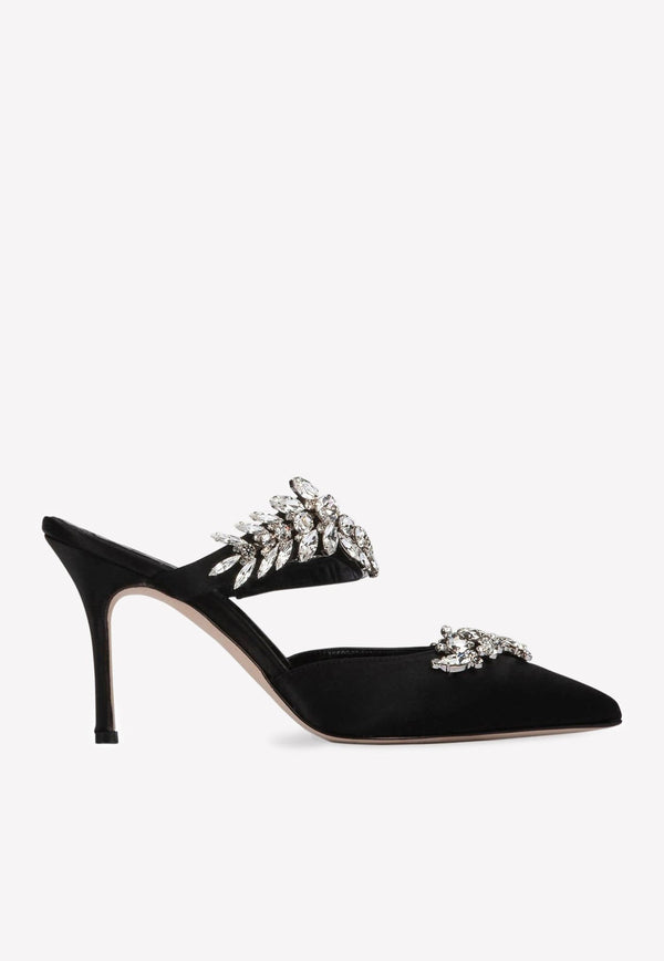 Lurum 90 Crystal-Embellished Satin Mules