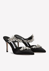 Lurum 90 Crystal-Embellished Satin Mules