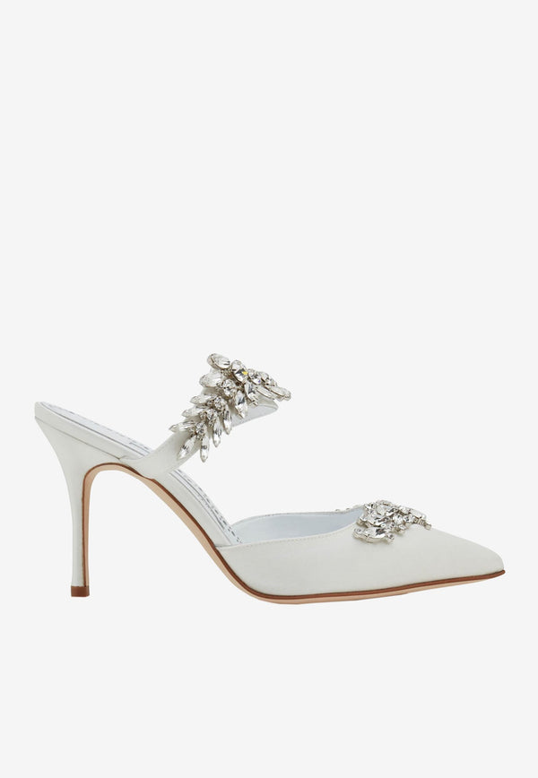 Lurum 90 Crystal-Embellished Mules in Satin