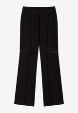 Pin-Tuck Bootcut Zip-Up Pants