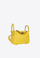 Mini Lindy 20 in Jaune Citron Ostrich Boreal with Gold Hardware