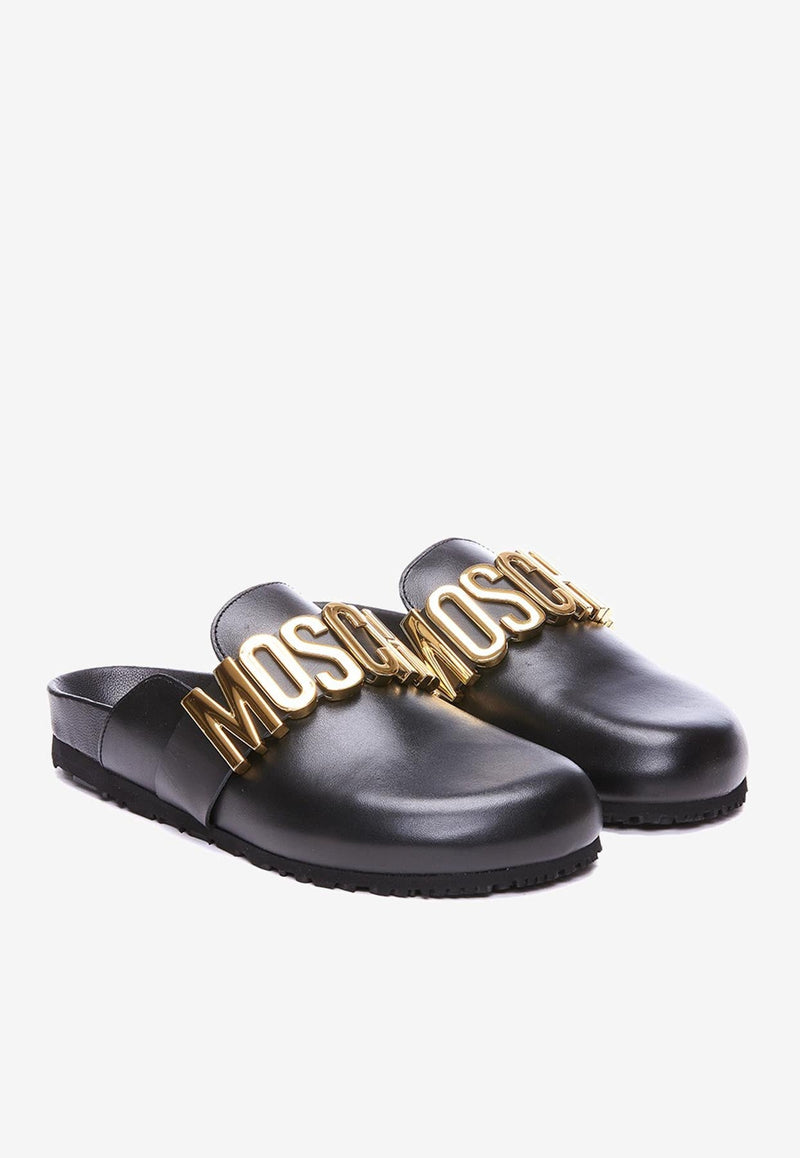 Logo Lettering Leather Mule