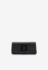 Maygot Croc-Embossed Leather Clutch