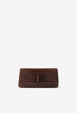 Maygot Croc-Embossed Leather Clutch