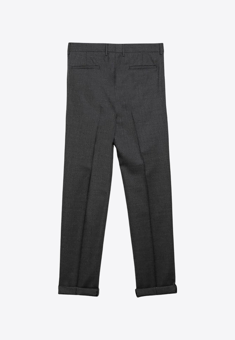 Tapered-Leg Tailored Wool Pants