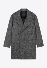 Double-Breasted Short Coat in Wool Blend