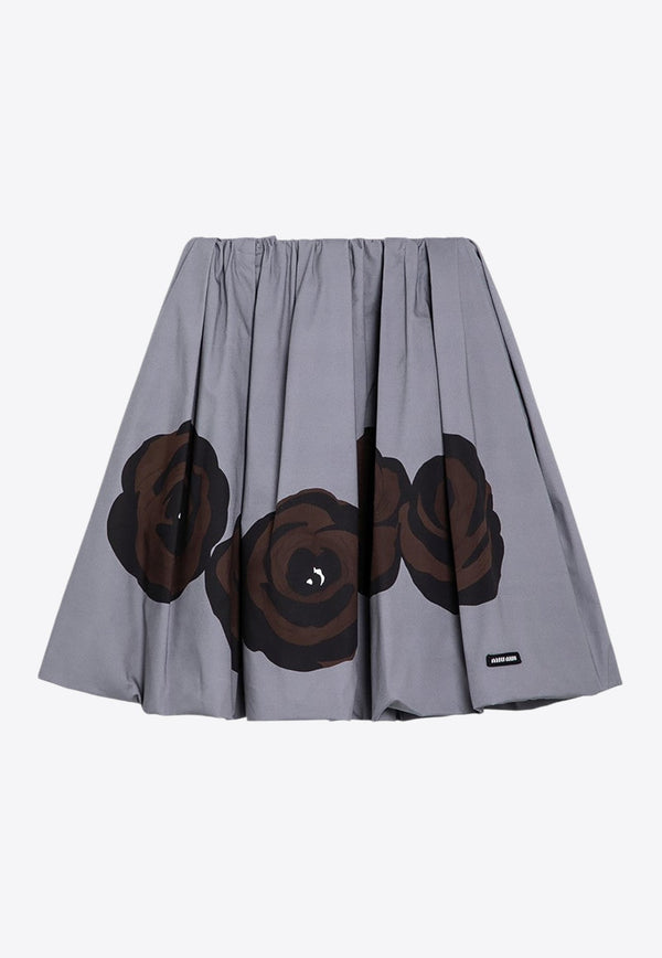 Floral Print Poplin Skirt