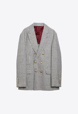 Double-Breasted Prince of Wales Check Blazer