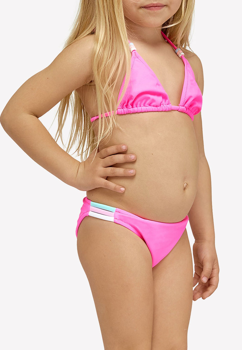 Girls Mini Jennifer Triangle Top And Rainbow Fixed Briefs