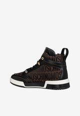 All-Over Jacquard Logo High-Top Sneakers