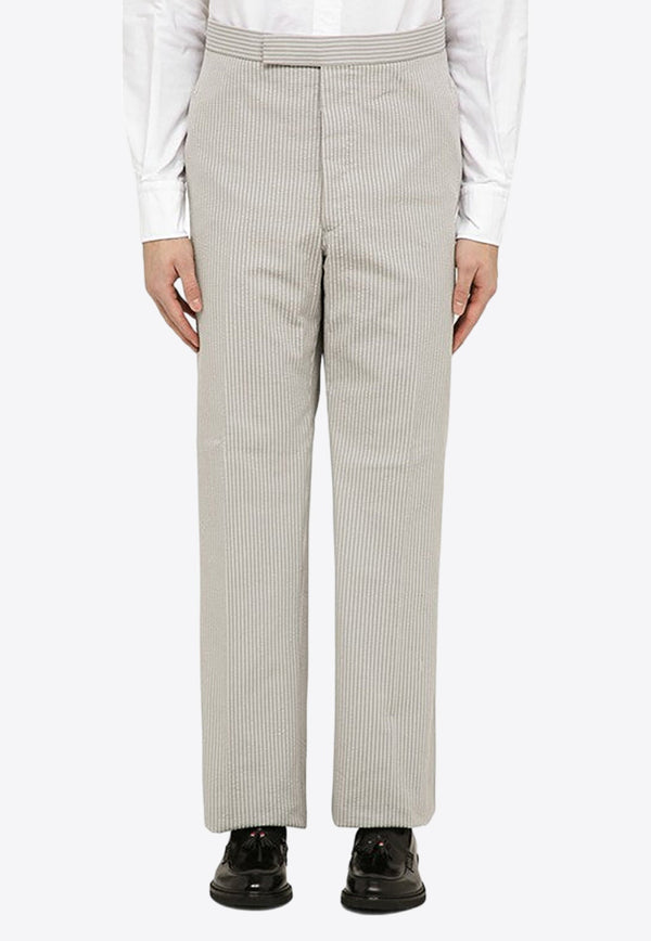 Seersucker Striped Tailored Pants