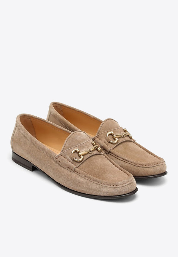 Suede Loafers with Horsebit Detail