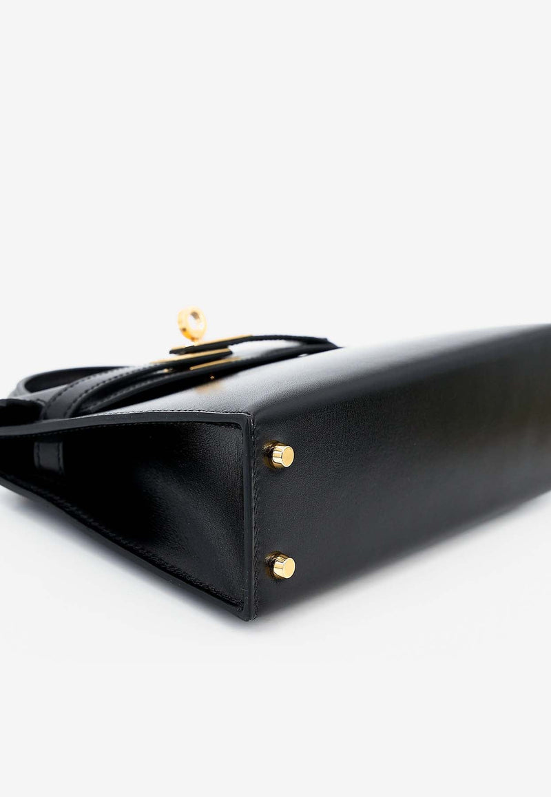 Mini Kelly II 20 in Black Box Calf Leather with Gold Hardware