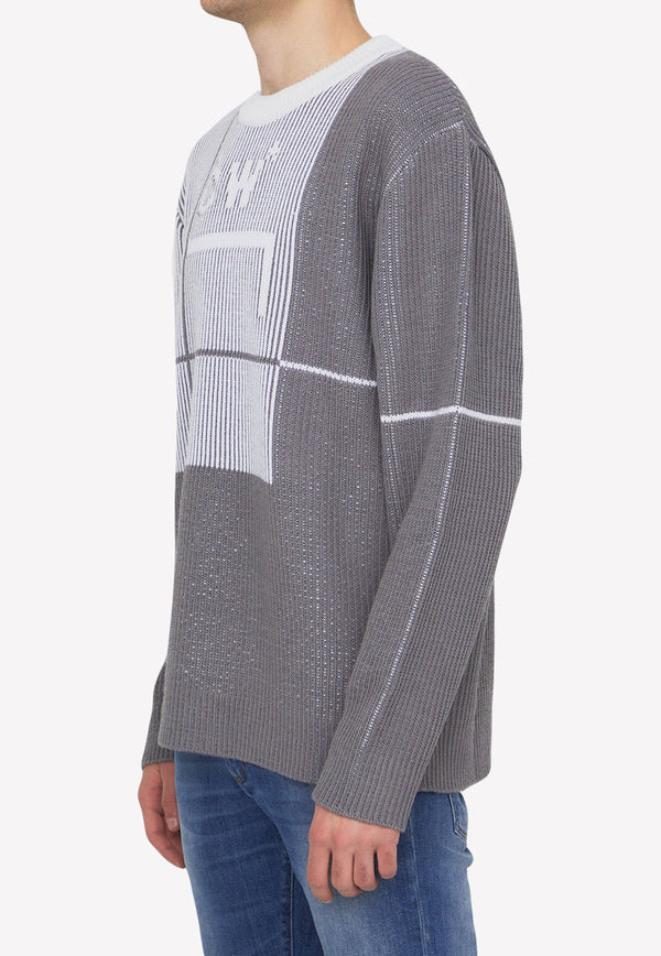 Grid Sweater in Wool Blend