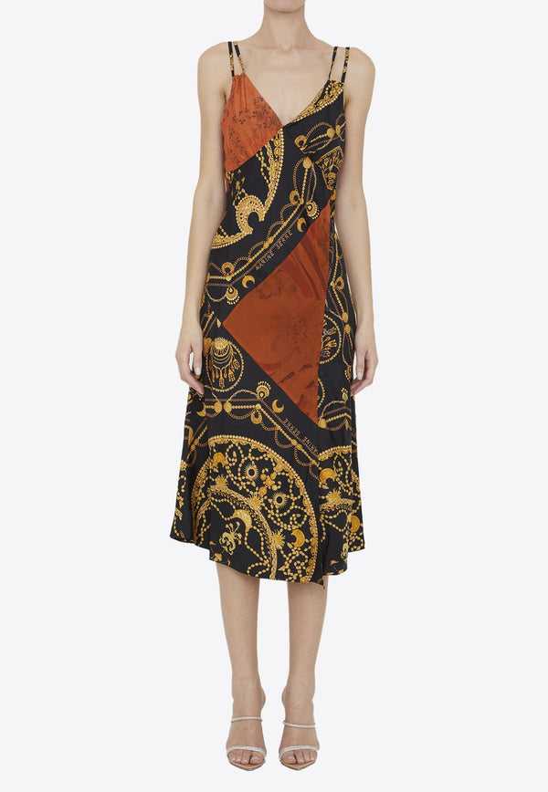 Ornament-Print Midi Dress