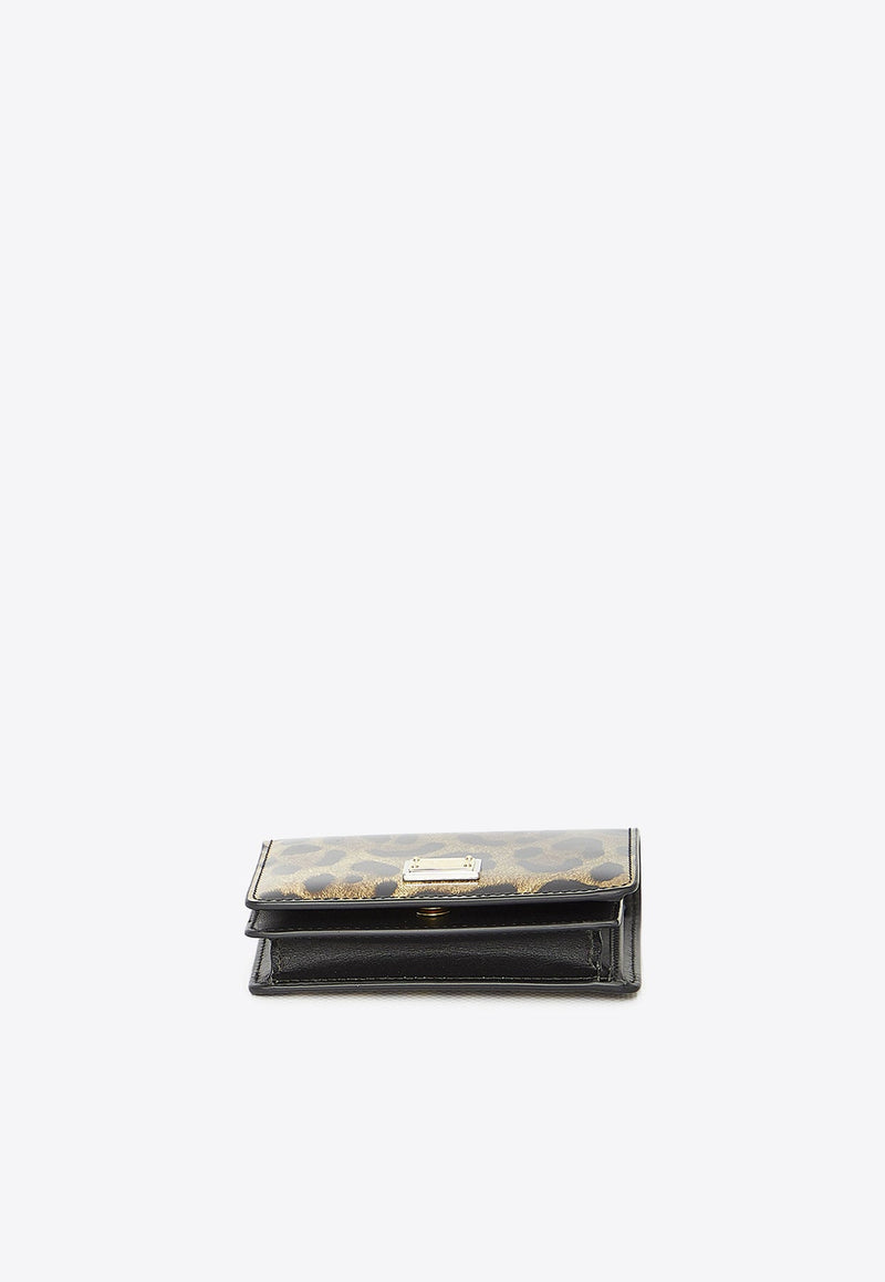 Leo-Print Leather Wallet