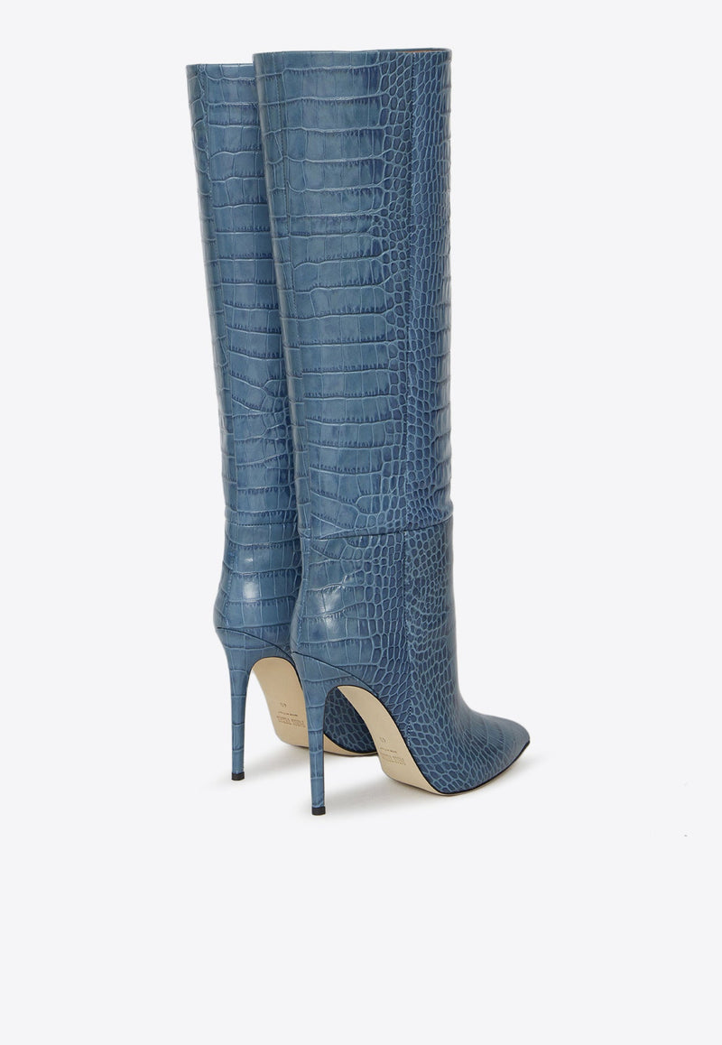 105 Knee-High Boots in Croc-Embossed Leather
