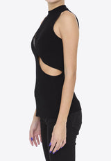 Cut-Out Sleeveless Rib Knit Top