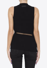 Cut-Out Sleeveless Rib Knit Top