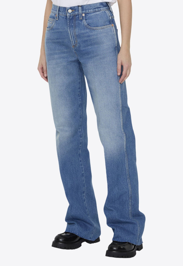 Washed-Effect Wide Jeans