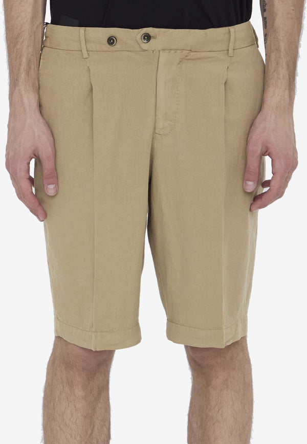 Elasticated Linen-Blend Bermuda Shorts