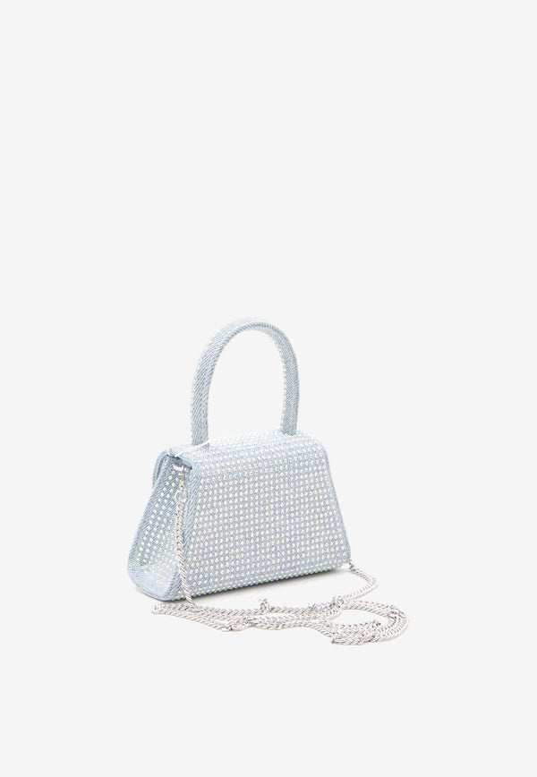 Micro Crystal-Embellished Bow Top Handle Bag
