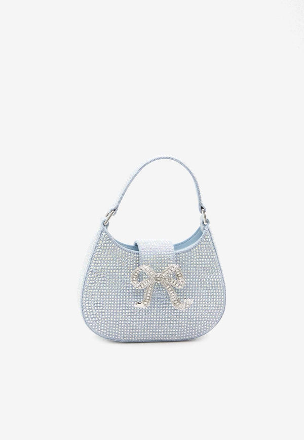 Crystal-Embellished Bow Crescent Bag