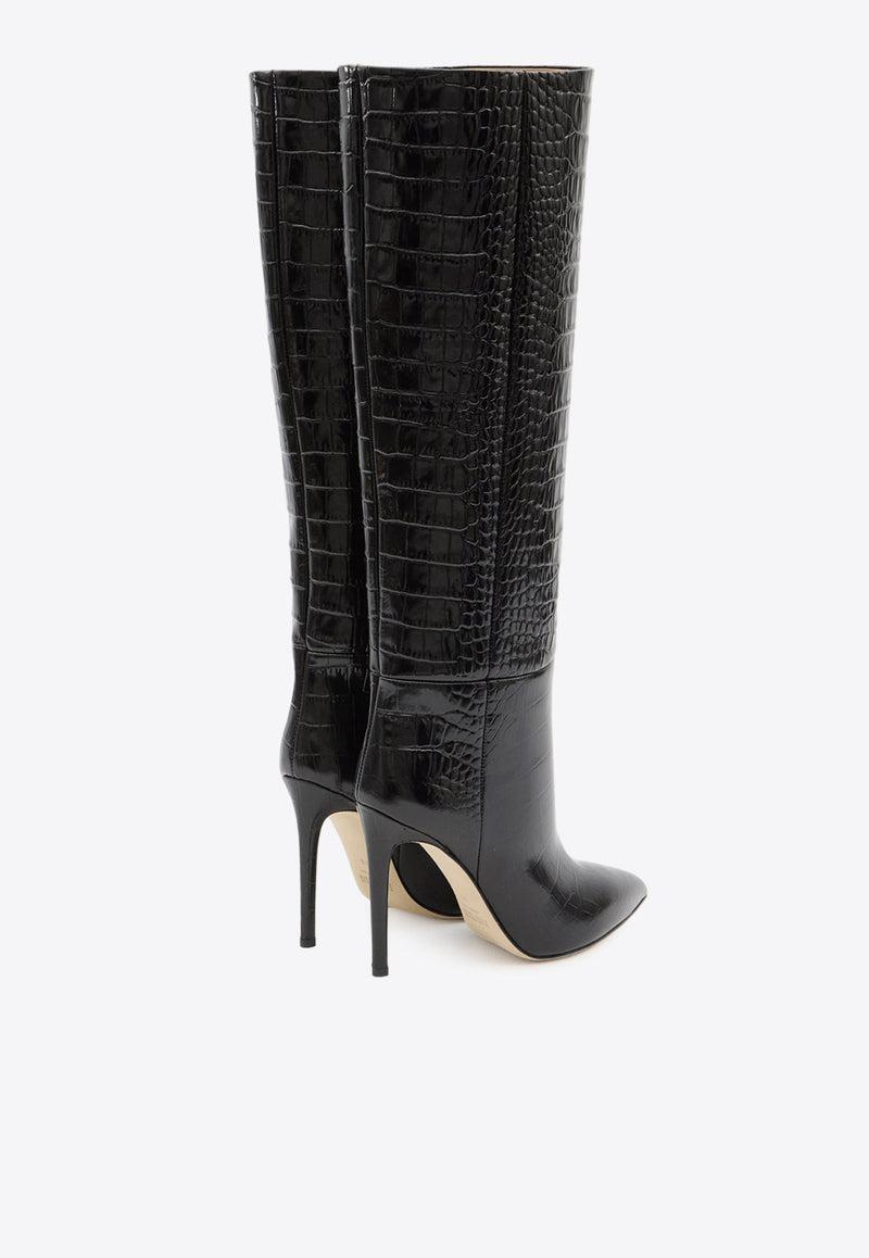 100 Croc-Embossed Leather Knee-High Boots