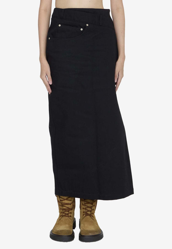 Deconstructed Midi Denim Skirt