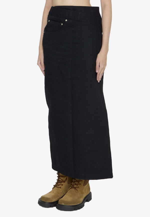 Deconstructed Midi Denim Skirt