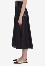 Belted Flared Midi Skirt