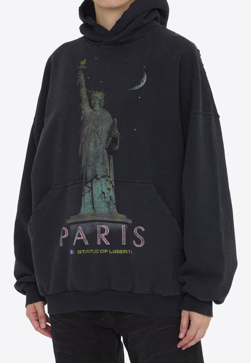 Paris Liberty Distressed Hooded Sweatshirt