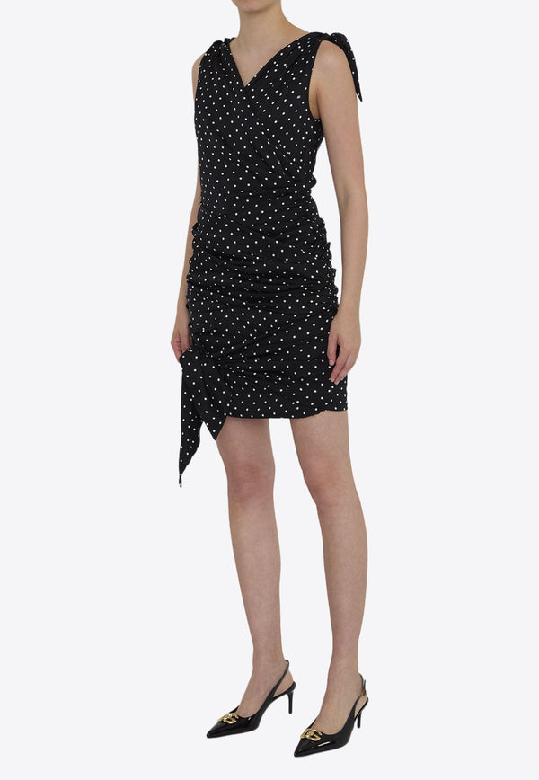 Polka Dot-Print V-neck Midi Dress