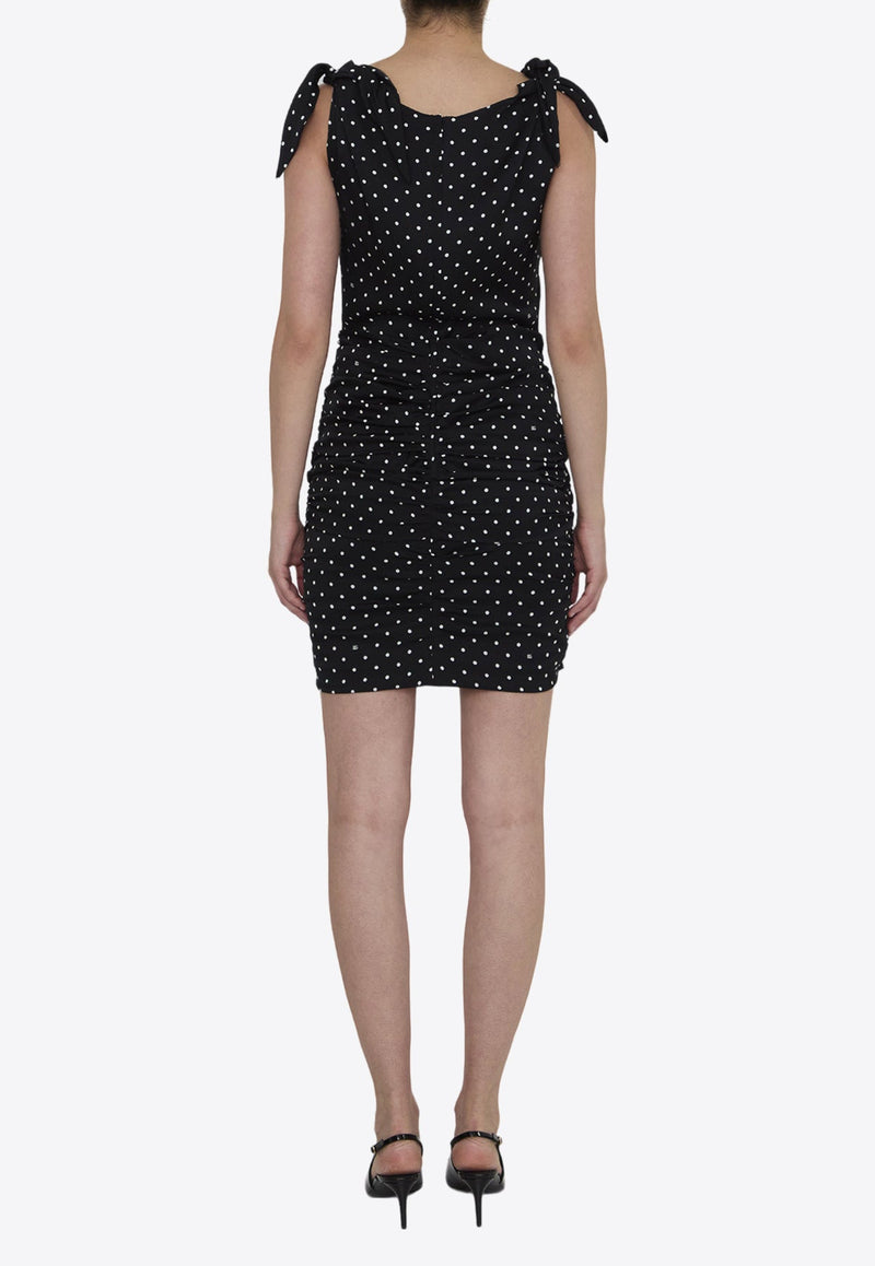 Polka Dot-Print V-neck Midi Dress