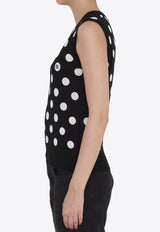 Polka-Dot Motif Sleeveless Top