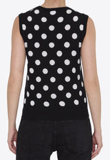 Polka-Dot Motif Sleeveless Top