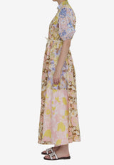 Floral Print Puff-Sleeved Maxi Dress