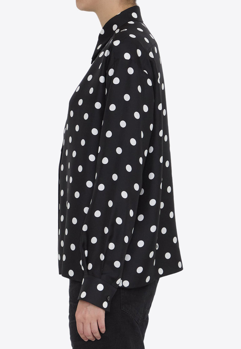 Polka-Dot Print Silk Shirt