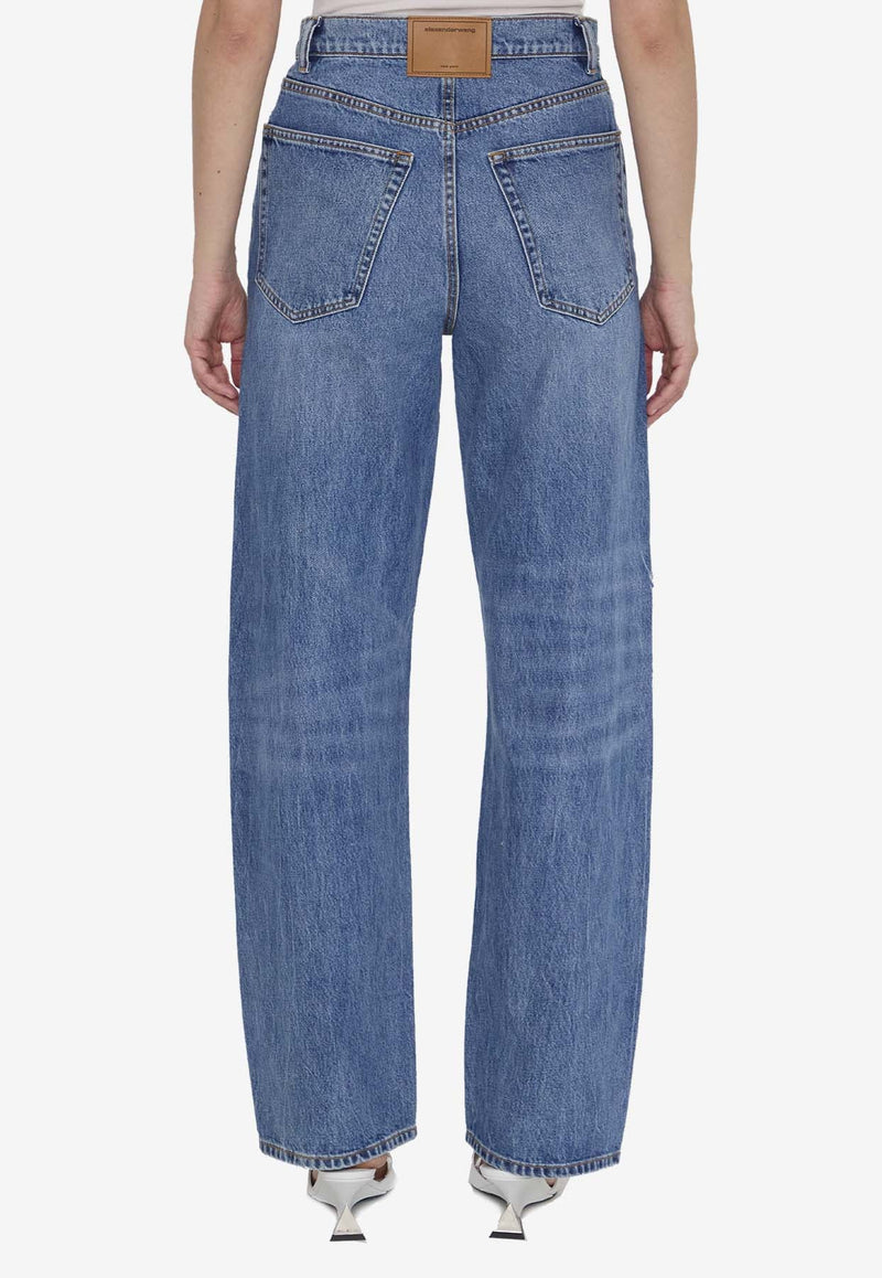 Laser Logo Wide-Leg Jeans