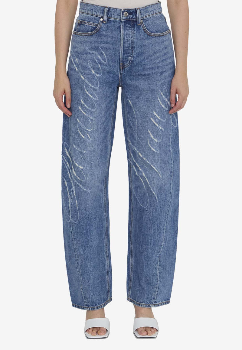 Laser Logo Wide-Leg Jeans