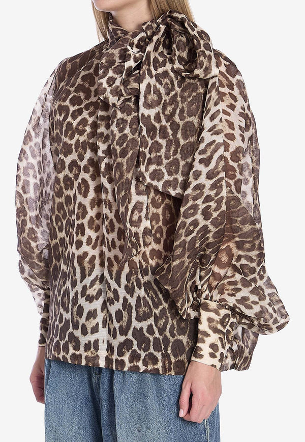 Illustration Leopard Print Billow Blouse