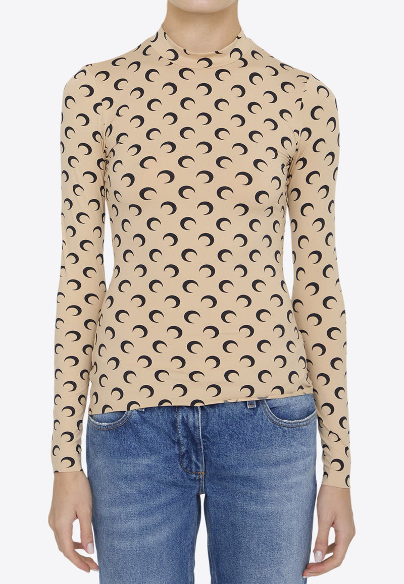 Moon Jacquard Long-Sleeved Top