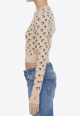 Moon Jacquard Knit Cropped Sweater