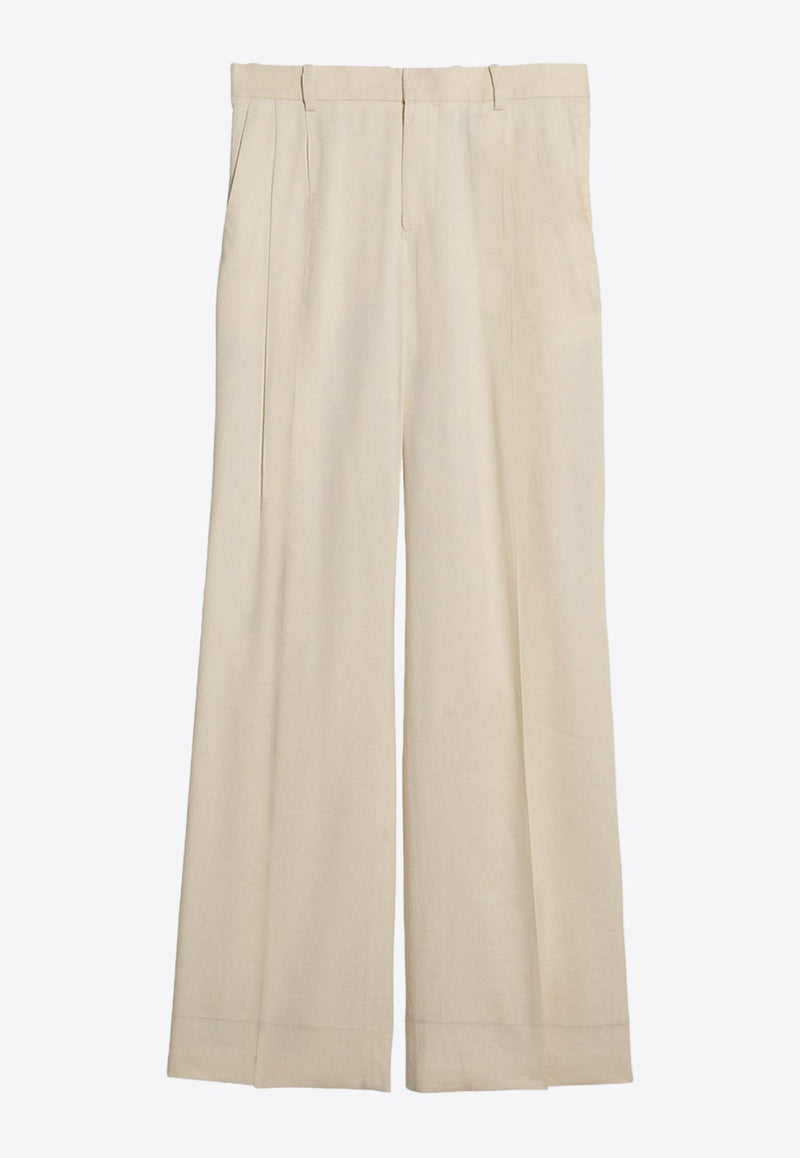 Double-Pleated Straight-Leg Pants