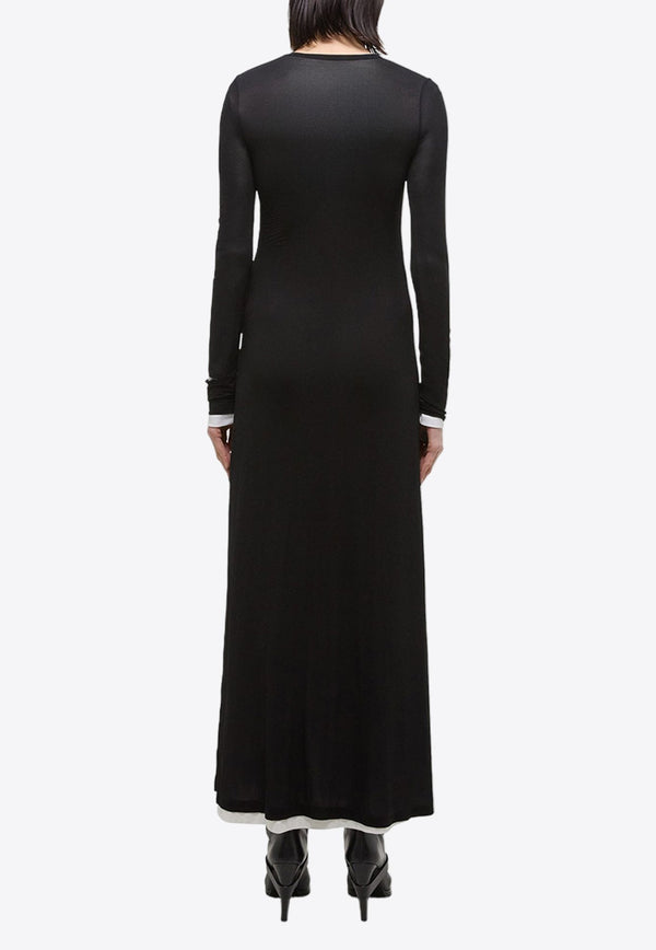 Double-Layer Sleeved Maxi Dress