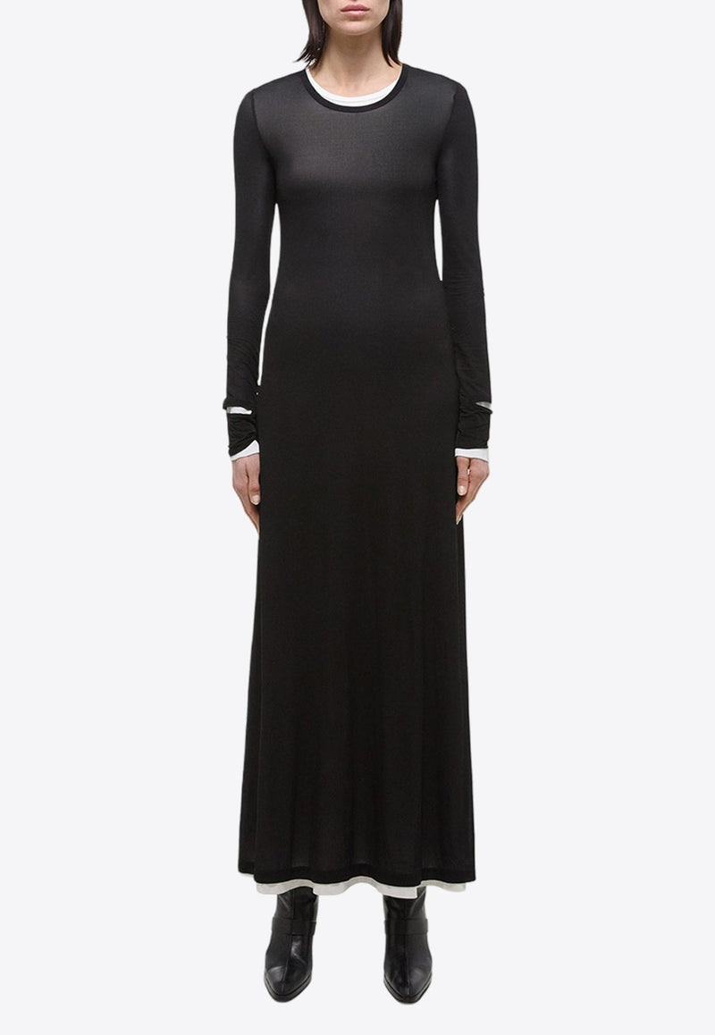 Double-Layer Sleeved Maxi Dress