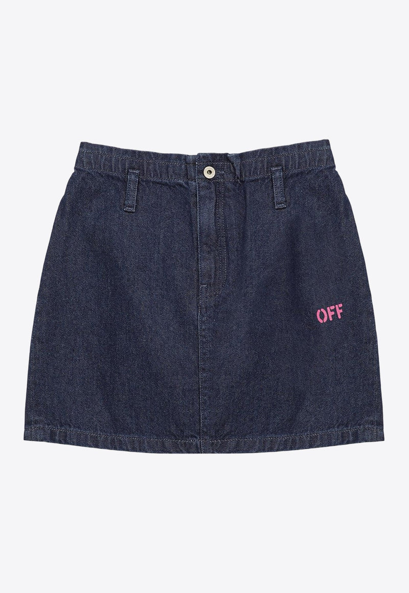 Girls Logo Embroidered Mini Denim Skirt