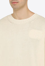 3D Diagonal-Stripe Crewneck Sweater
