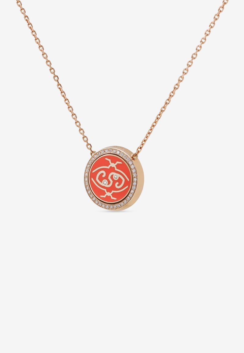 Me Oh Me VIP Full Pavé Orange 18K Rose Gold Diamond Necklace