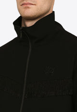 Logo Embroidered Fringed Jacket